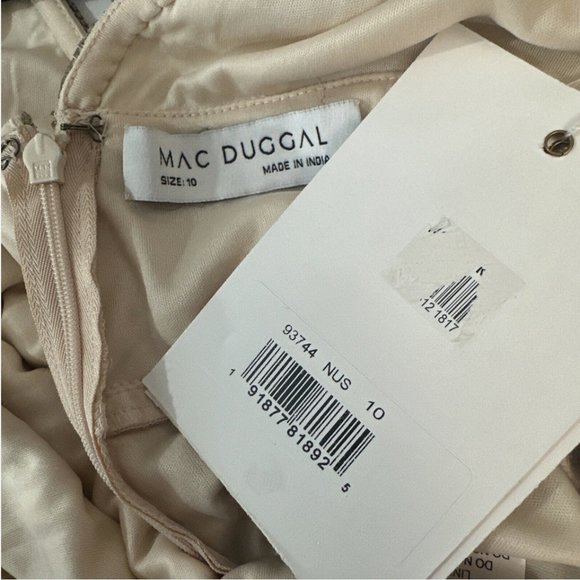 NWT $598 Mac Duggal [ 10 ] Sleeveless Beaded Floral V Neck Gown Nude Silver Q611 - Picture 5 of 16